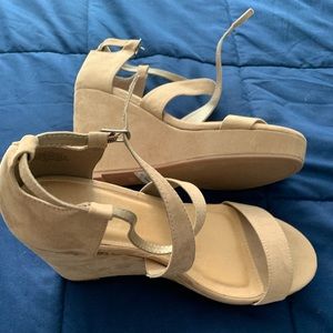 New Taupe Platform Wedges